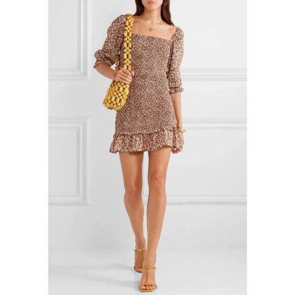 Faithfull the Brand Es Saada Mini Sun Dress Feminine Sexy Fitted Wedding Guest - Picture 13 of 13